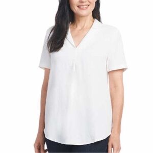 Hilary Radley Ladies' V Neck Notched Collar Popover Blouse